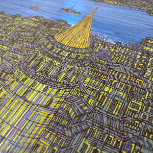 Renkli Kuşlar ve Galata Giclee Islak İmzalı, 2025, Yeni (Sertifikalı) by Devrim Erbil 