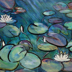 Summer Jazz  Water lilies by Laurie J Cochrane