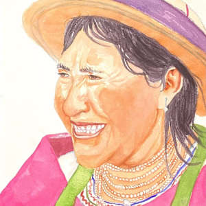 Indigenous Woman of , Ecuador with green ribbon. by Daniela Godoy, Image 1.