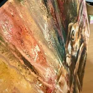 “Beneath the Surface” by Samantha Biddle  Image: side view of the canvas 