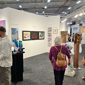 Red Shoes and Red Wine by Sally Ruddy  Image: ArtExpo 2025 exhibition during 
