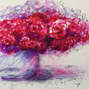 Red Roses in Vase  by Julia Watson