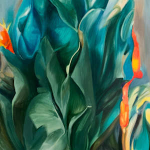 Green and Turquoise Tropical Leaves. by Baroque Anarchist