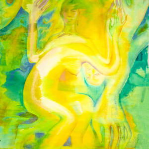 Yellow Goddess Dancing With Bird. Yellow and Green. by Sasha Suvorova, Image 2.