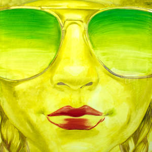 A Girl Portrait in Green Sunglass. Fantasy in Yellow and Green. by Baroque Anarchist
