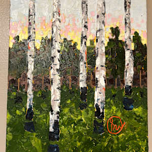 Birch Trees at Sunrise 3 by Sarah W
