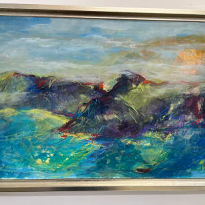 Mists over Dingle by Laura McRae-Hitchcock  Image: This painting on paper is framed in a lovely brushed silver floater frame. 