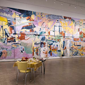 Laundry by Dani Samson  Image: 'Laundry' was one of sixteen paintings in a larger installation titled, 'Where I Live.' This is a photo of the larger installation.