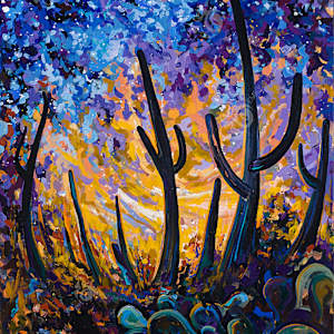 Saguaro Cacti 60X36" by Emily Dwan, Image 1.