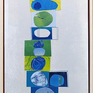 Lake Alder Stack by Maren Oates  Image: Finished work on wood panel with floater frame