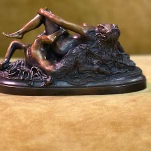 Nymph and Satyr Erotic Bronze Sculpture by D. Julian-Hayes  Image: back view 2