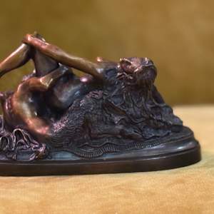 Nymph and Satyr Erotic Bronze Sculpture by D. Julian-Hayes  Image: back view