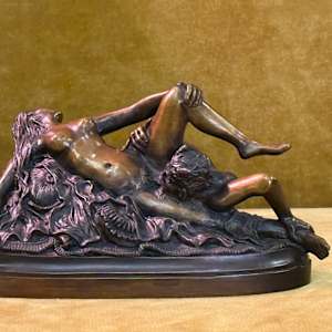 Nymph and Satyr Erotic Bronze Sculpture by D. Julian-Hayes