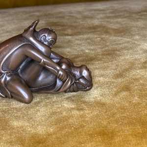 Asian Bronze Erotica Pleasure Sculpture by Unsigned 