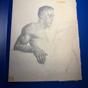 Untitled- Two Male Busts by Richard Marsden Brown (American,1919-1964)