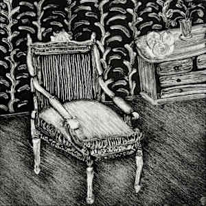 (Chair Portrait #6) French Provincial Carved Wood Caneback Chair by MK Wynn