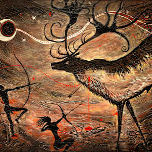 Elk Hunt - Homage to the first artists by Marissa Kayne Saurer