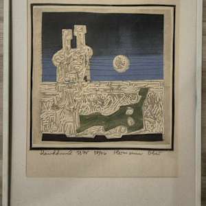 Abstrakte Landschaft und Figuren by Hermann Ober