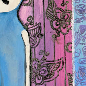 Blue Cat Painting by Leslie Nichol 