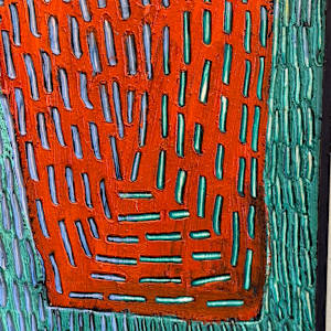 Untitled (red house with tree) by Leslie Nichol 