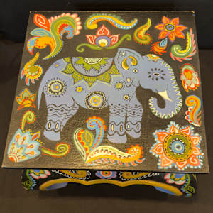 India Elephant Stool by Leslie Nichol 