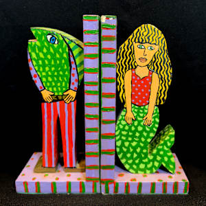 green fish mermaid book ends by Leslie Nichol 