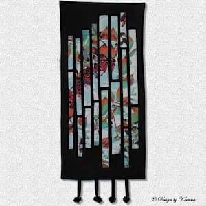 Camelia Remix by Katrina Sjoberg  Image: Original Camelia art quilt made from strips of one of my printed fabrics