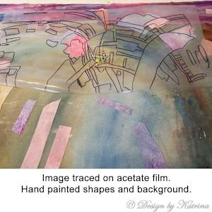 Harbor Scene Abstracted by Katrina Sjöberg  Image: In process