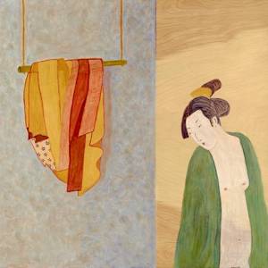 The Japanese Bath by Patricia Buck  Image: Detail, top birch panel: Japanese Bath