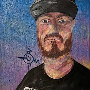 Self Portrait with Artist Run the Streets Hat by Brandon Waite