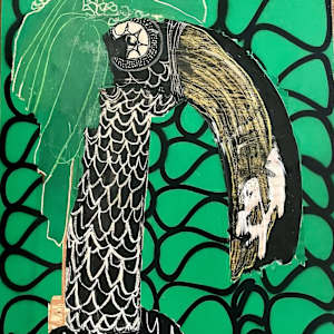 Untitled Botanical and Black Crane by Johnathan Paul Jackson