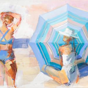 Two figures and a blue umbrella by VigMayol, Image 1.