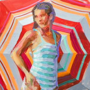Two figures and a red umbrella by VigMayol 