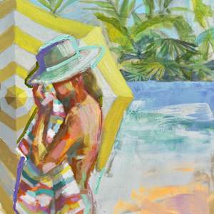 Yellow stripped umbrella by VigMayol, Image 1.
