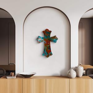 Clay and Fire by Debra Wilson  Image: Earth and Spirit collide in “Clay and Fire,” standing strong in a quiet room of warmth and stillness. A focal point of redemption and beauty.
