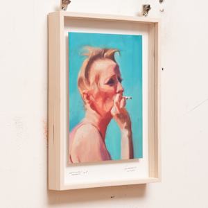 EWP Oil Portrait Print #1 by Alexander Grimm  Image: Side view with  handmade wooden frame with gallery glass