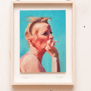 EWP Oil Portrait Print #1 by Alexander Grimm  Image: Front view with  handmade wooden frame with gallery glass
