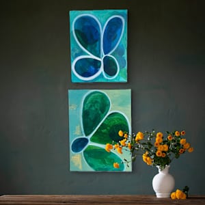 Blue & Green Harmony  ( Set of two - 18 x 24 and 16 x 20 ) by Jen Rogers, Image 11.