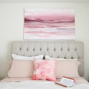 Keep Moving by Dana Mooney  Image: Styled above queen bed, featuring "Pillow #2" from Dana's 2021 Throw Pillow Collection 