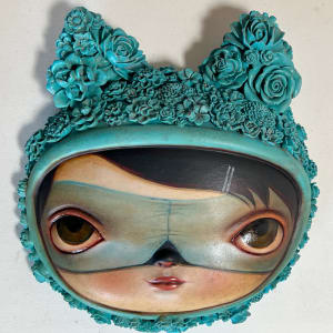 Turquoise Flora Mask by Kathie Olivas 