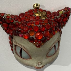 Miss Kitty Encrusted Scarlet Wall mask by Kathie Olivas & Brandt Peters 