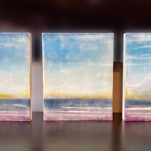 On the Beach (triptic) by Laura Phillips 