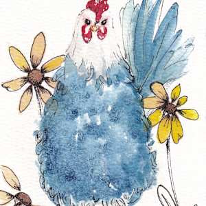 Karen the Whimsical Blue Chicken by Tonya Schorre