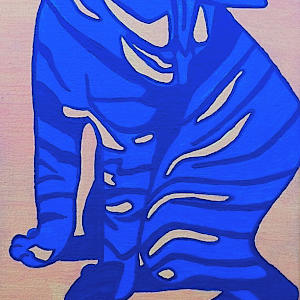 Blue Cat on Linen by Betsy Horn, Image 1.