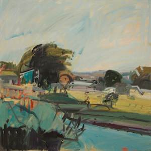 Summer Marsh with Buildings by Betsy Kendall, Image 1.