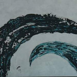 Dream Waves by Karin Faris Hills  Image: Full view showing background as looking a little more green/blue in certain light.