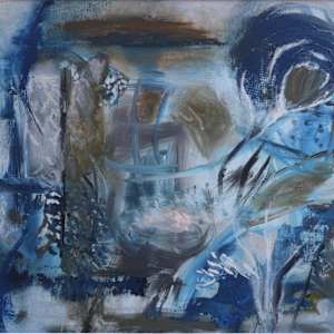 Unbalanced in Blue Giclee Print on Art Paper by Karin Faris Hills, Image 1.