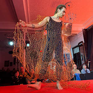 Crocheted copper wire robe by David Edlefsen 