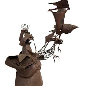 Untitled (figure and bird) by Don Drum