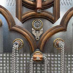 Wood and metal hanging piece (steampunk) 